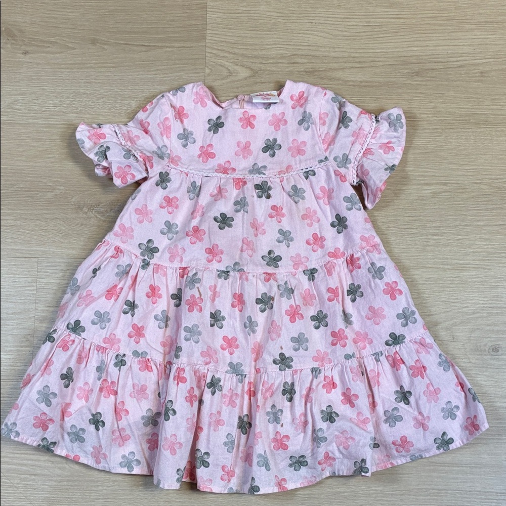 Jette Pink and Gray Floral Little Girl’s 3T Dress